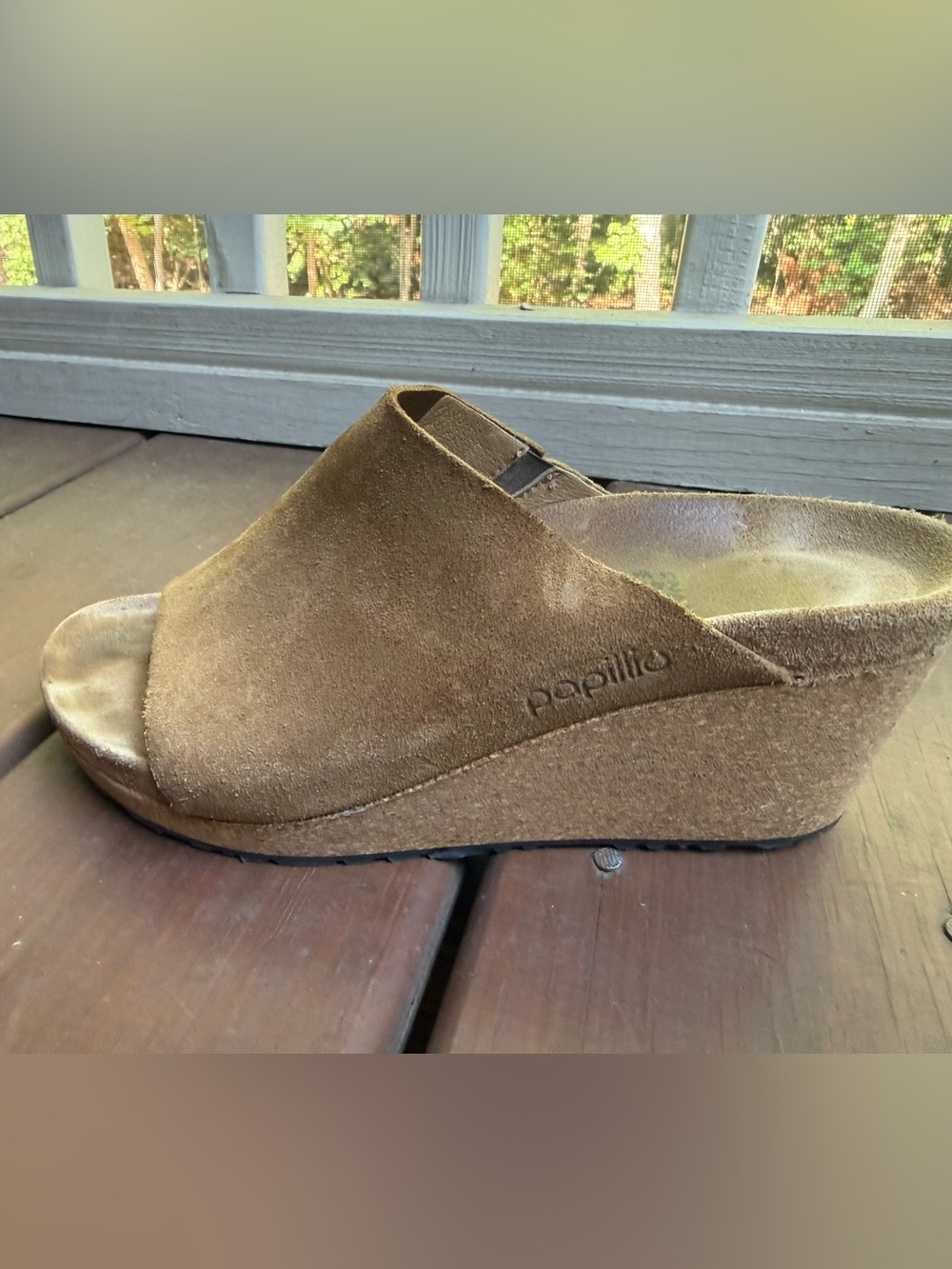 Birkenstock Papillio Tan Suede Wedge Sandal size 37